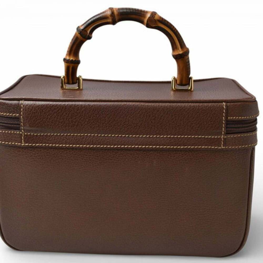 GUCCI Brown Leather Bamboo Vanity Bag - Picture 5 of 16